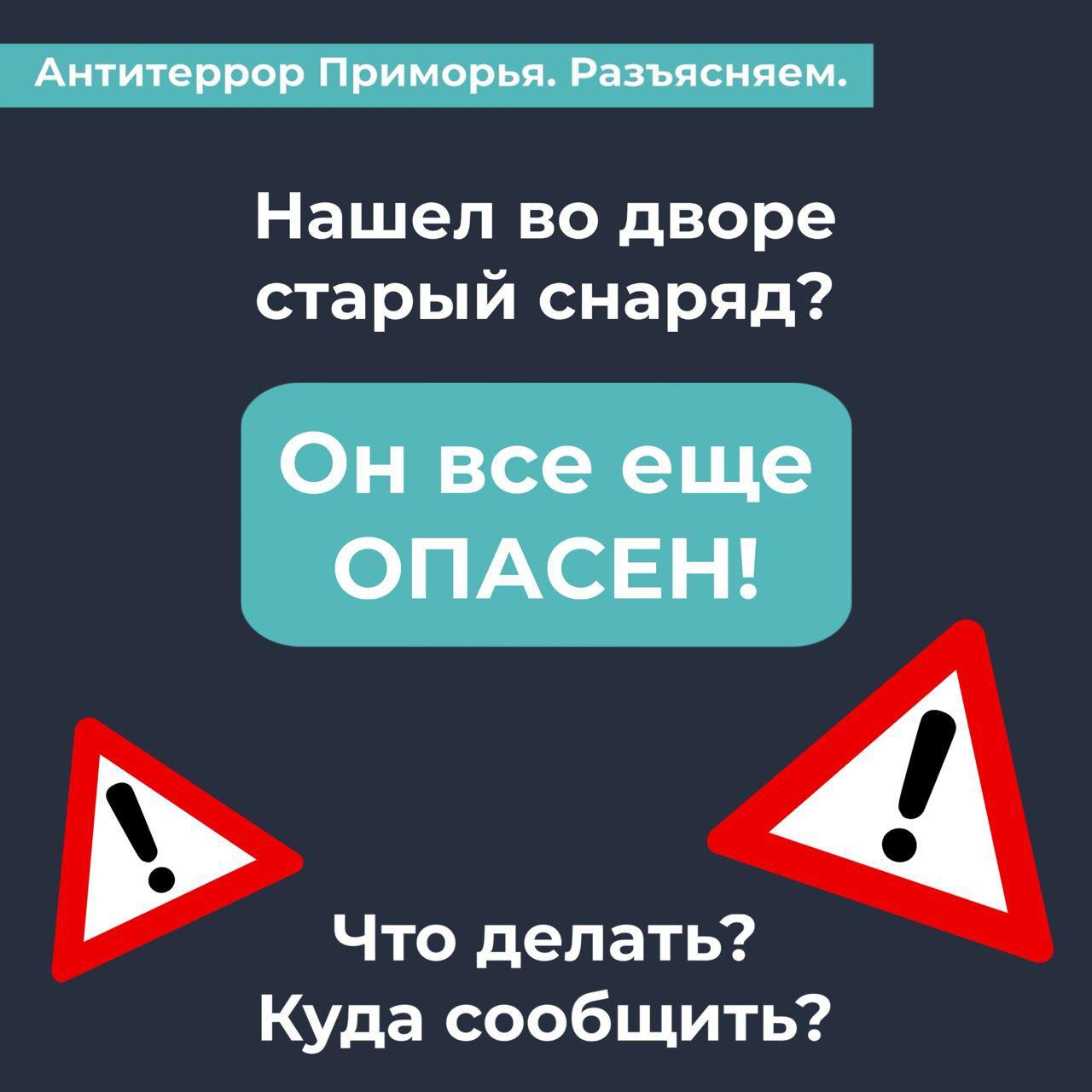 НАШЕЛ ВО ДВОРЕ СТАРЫЙ СНАРЯД И ХОЧЕШЬ ПОХВАСТАТЬСЯ ПЕРЕД ДРУЗЬЯМИ? ОСТАНОВИСЬ! ЭТО ОПАСНО ДЛЯ ЖИЗНИ!.