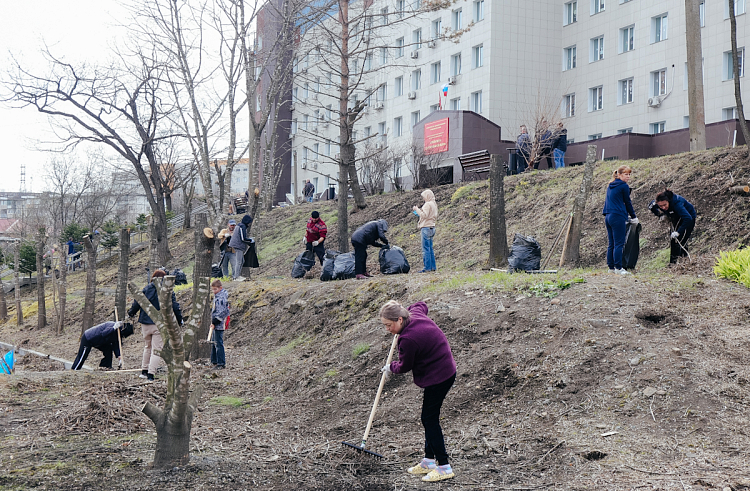 Глава Приморья принял участие в апрельском субботнике.