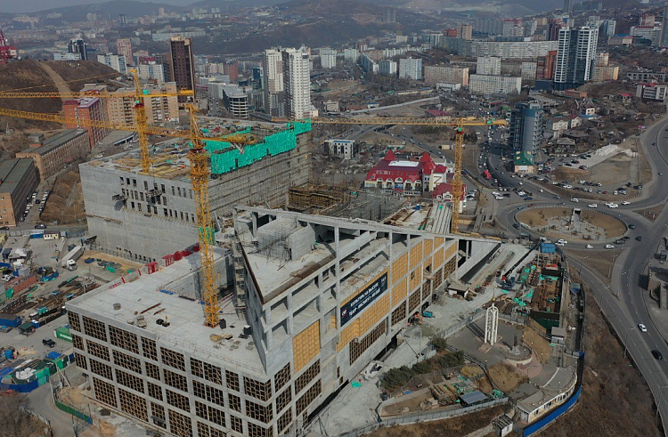 Строительство каркаса новой сцены Мариинского театра завершено в Приморье. Строительство каркаса новой сцены Мариинского театра завершено в Приморье.