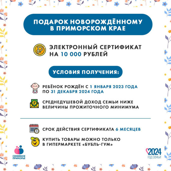 В Приморье действует региональная мера поддержки семей - подарок новорожденному.. В Приморье действует региональная мера поддержки семей - подарок новорожденному..