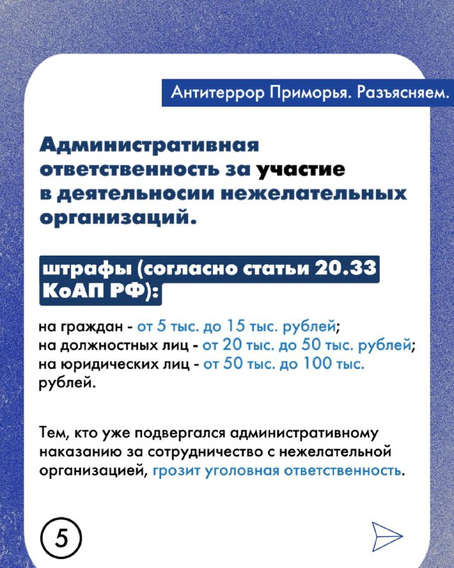 Организации, признанные нежелательными на территории РФ - это какие? И какая ответственность предусмотрена на участие в деятельности таких организаций?.